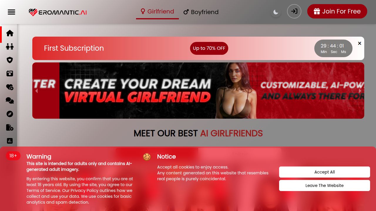 Eromantic listing screenshot