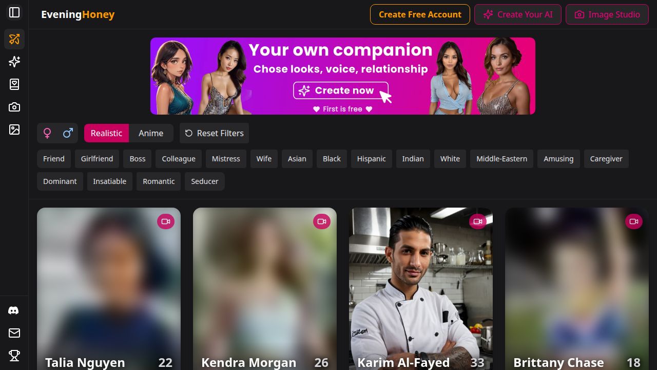 EveningHoney AI listing screenshot