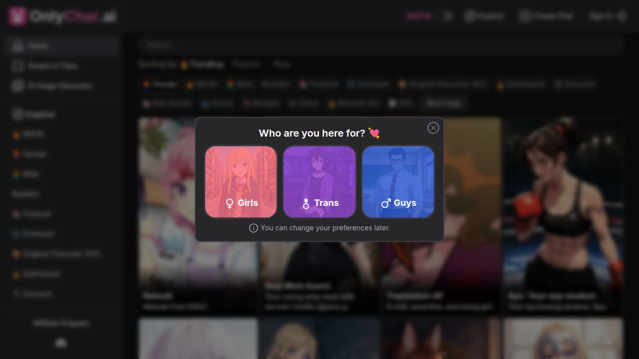 OnlyChar AI listing screenshot