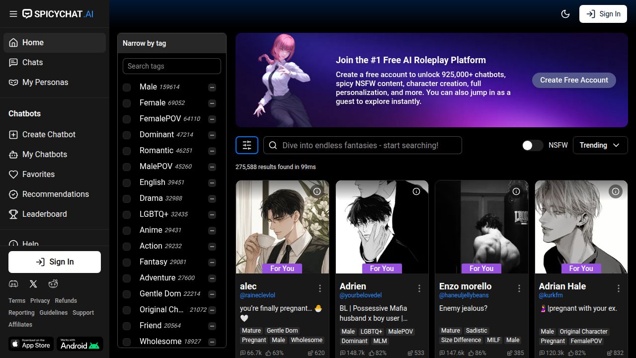 SpicyChat AI's screenshot
